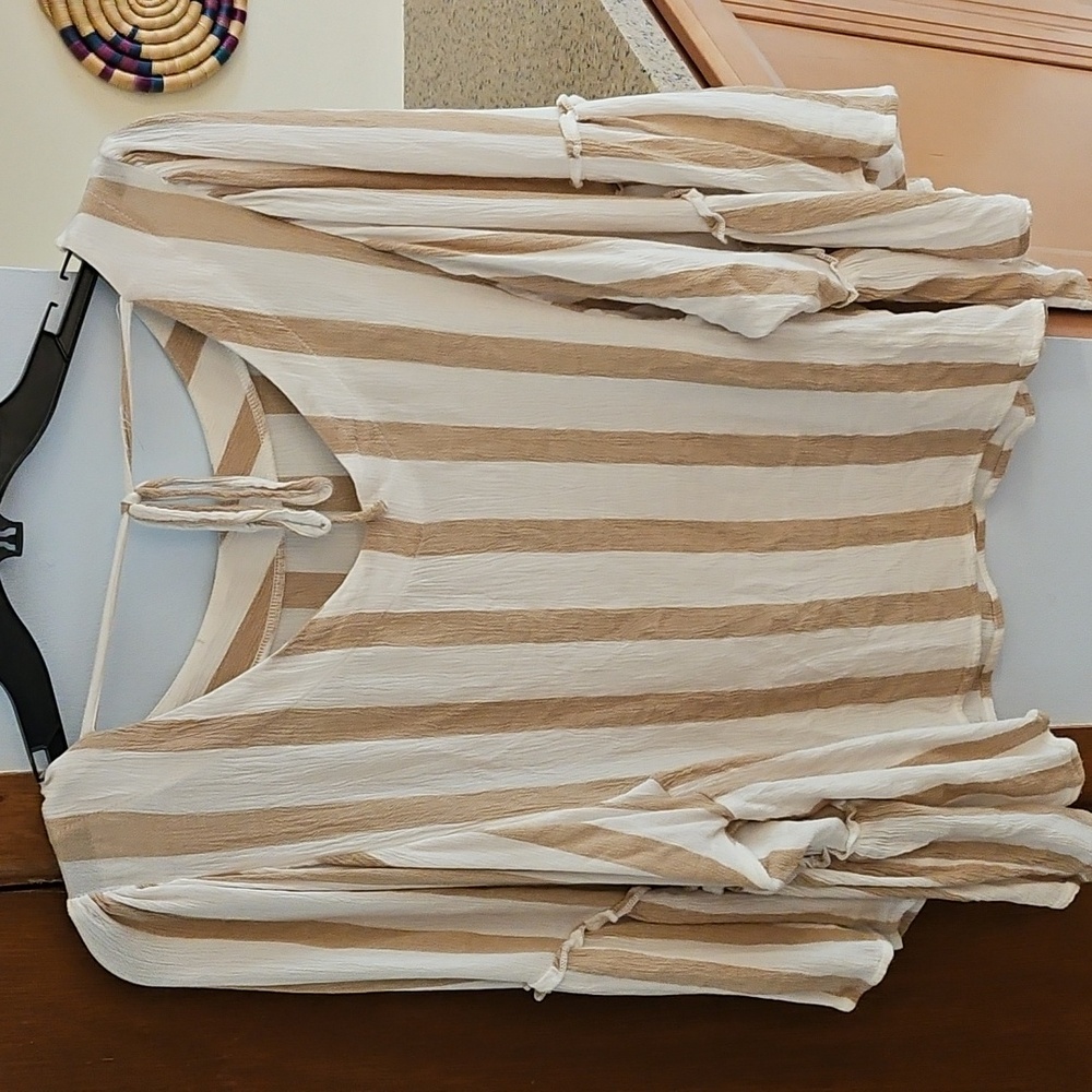 Maurices Beige and Cream Striped Blouse - Picture 9 of 9